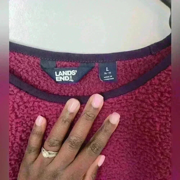 Land's End Sherpa Sweatshirt Long Sleeve Pullover Size Large - Picture 2 of 3